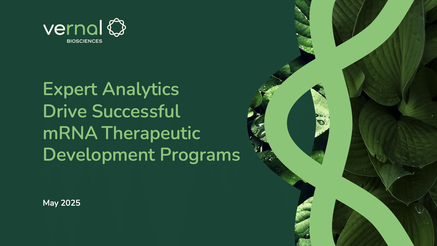 "The Evolving Needs of Therapeutic mRNA Developers" text over green background and DNA strand.
